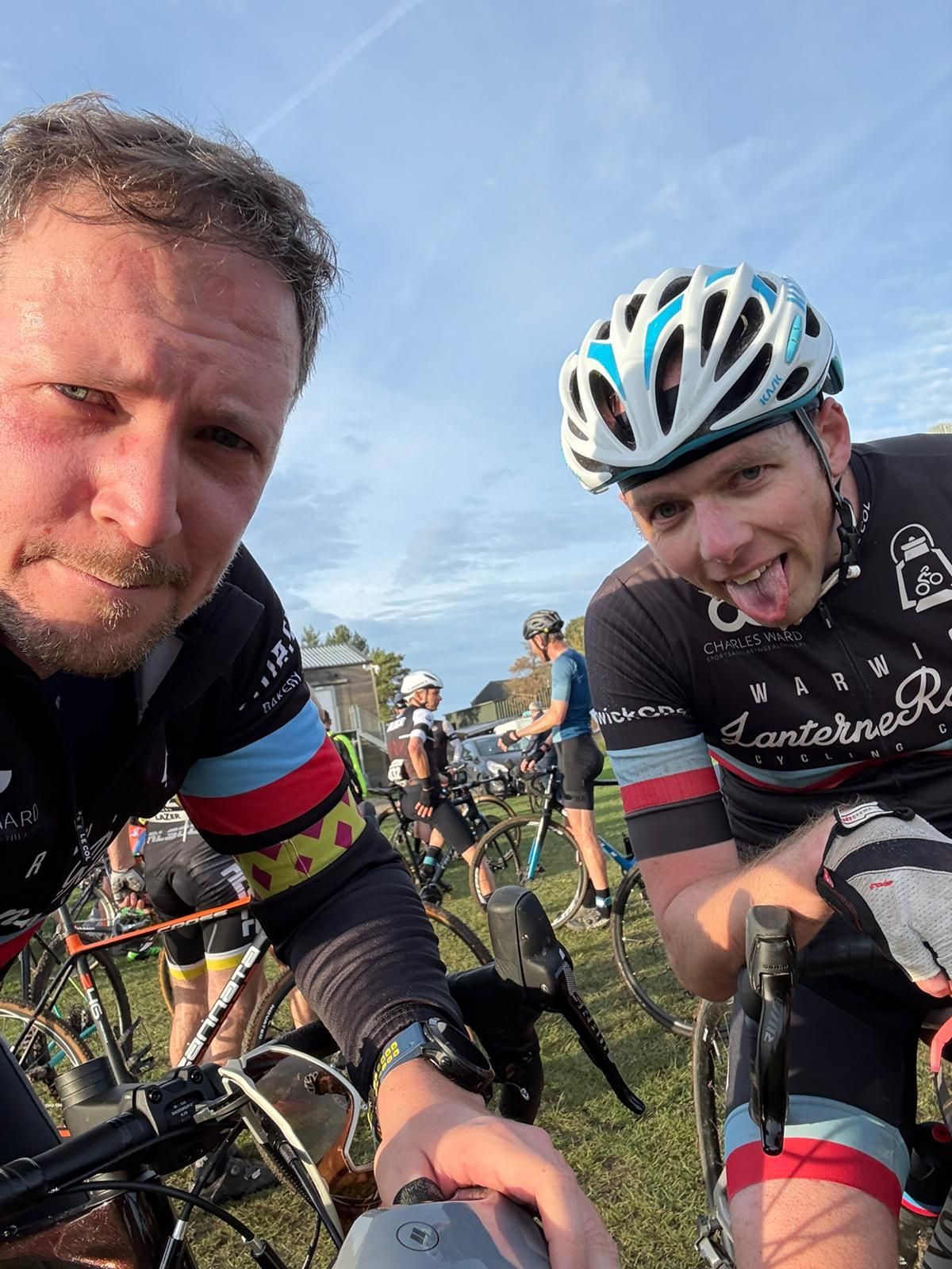 Fellow club member and competitor John feeling the pain of 50 minutes at full gas John on the left and Ben on the right posing for a selfie post-race